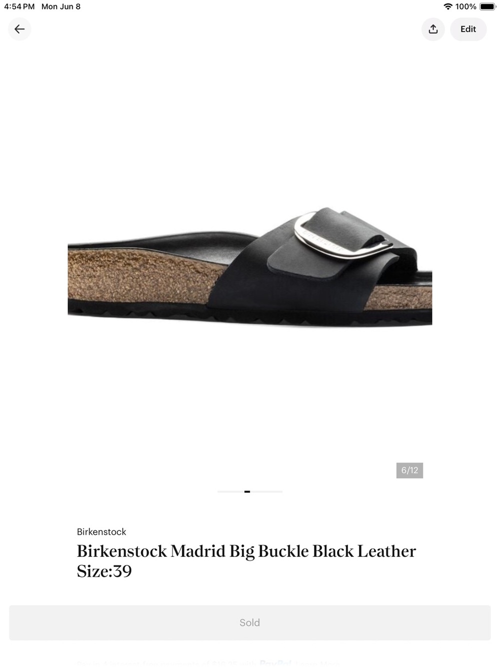 Birkenstock Black Oiled Leather Single Buckle Slide Sandals